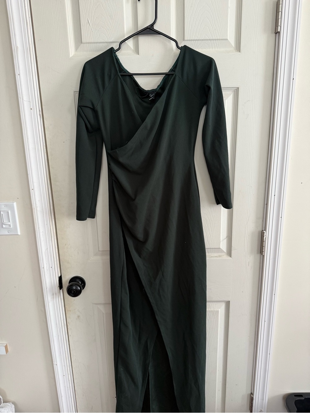 Windsor Deep Forest Green Long Sleeve Wrap Maxi Dress